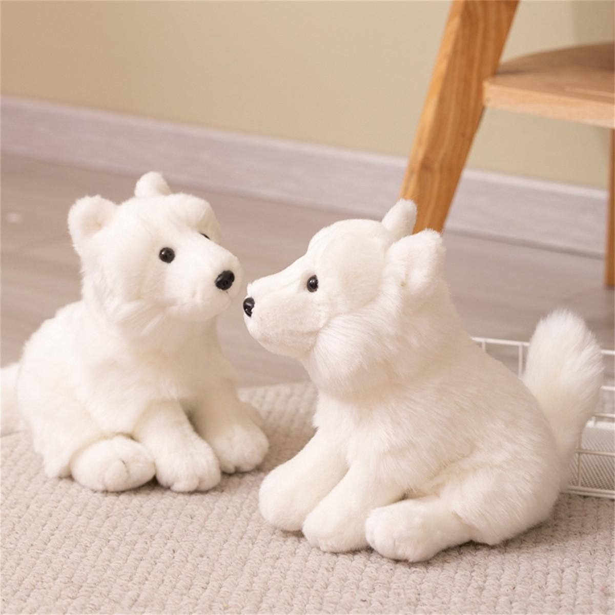 Realistic Arctic Fox Plush Toy, Unisex Soft Stuffed Animal, Perfect Gift for Kids' Birthdays, Valentine's Day, Mother's Day, Christmas
