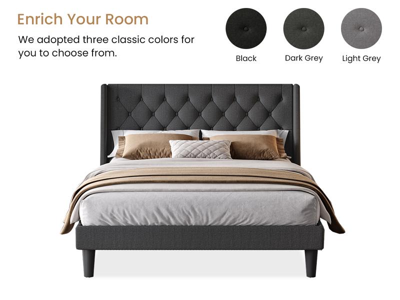 SHA CERLIN Platform Bed Frame with Upholstered Headboard, Wingback & Button Tufted Design,【Frame Only No Mattress】Full Queen King Size, No Box Spring Needed#ChristmasGifts#TikTokShopBlackFriday