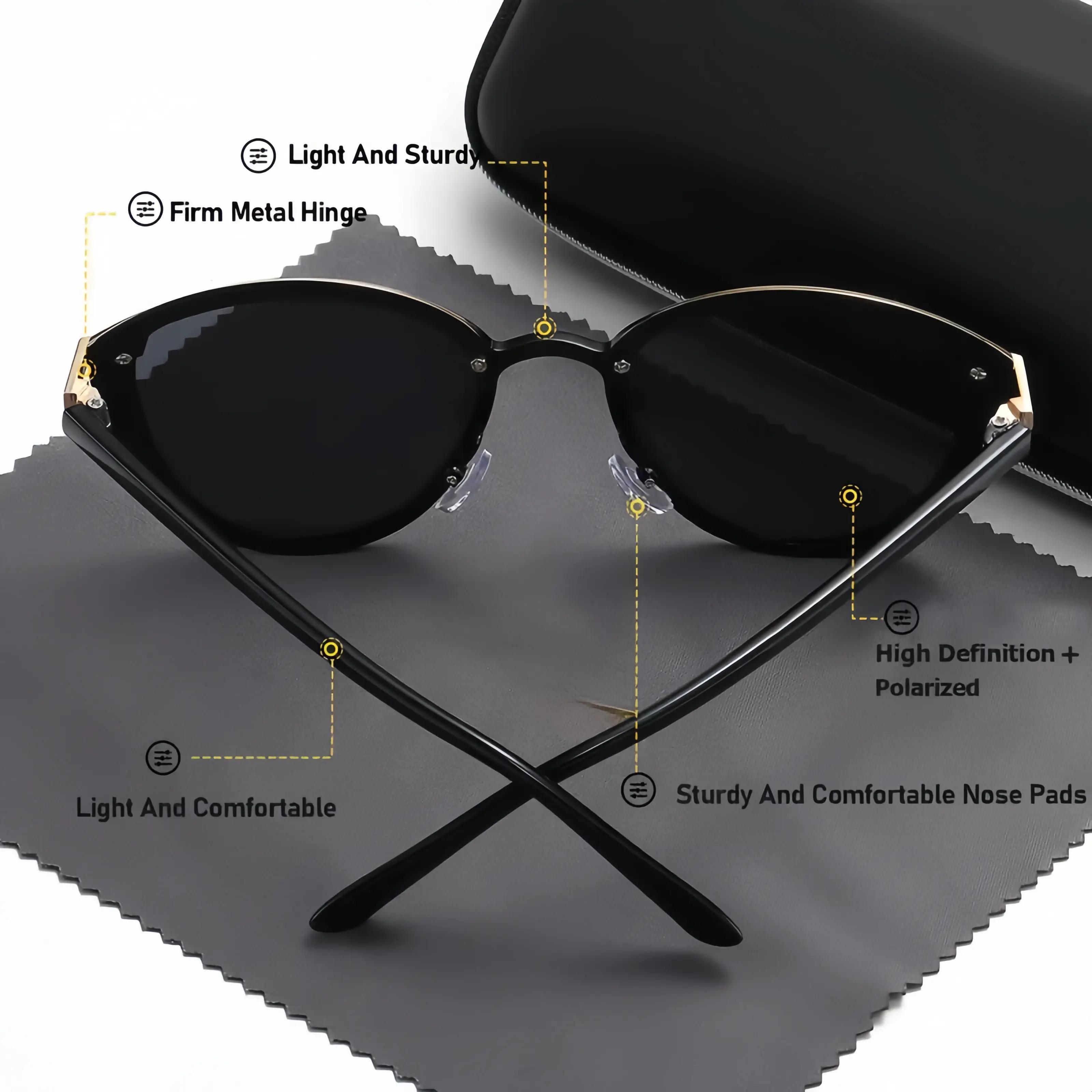 Women’s Polarized Oval Sunglasses, Thin Temple Anti-Glare Full Rim Shades for Driving, Travel, Beach, Summer Outfits & Daily Wear
