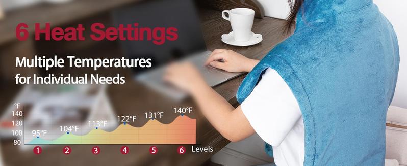 DailyLife Portable Heated Shawl, 26"x35" Electric Heating pad for Back Pain Relief - 6 Heat Settings, Auto-Off, Machine Washable, Warming Mat,  Gifts for Women, Mom, Mother’s Day, FathersDayGift