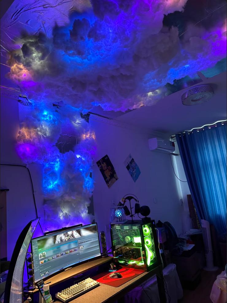 3D Thundercloud LED Light Cotton Lightning Cloud Colorful Atmosphere Night Light, DIY Creative Cloud Lights Gaming Room Garage Club Bar dj Party Light
