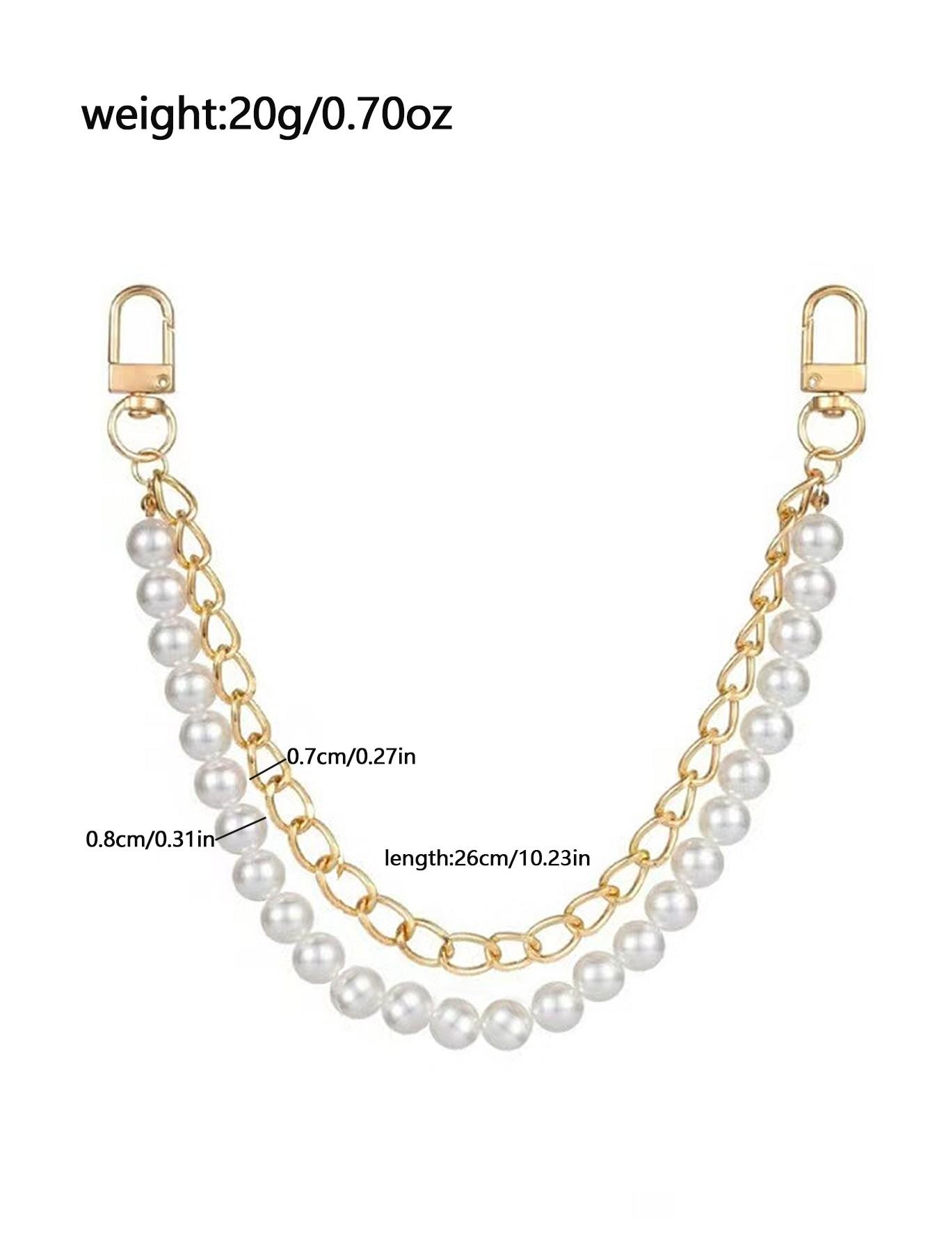 Gentle, delicate, elegant, textured pearl chain with double layered structure design and chain decoration, possessing a sense of hierarchy, widely used, convenient to carry, can be used as bag decoration, Elegant chain handbag
