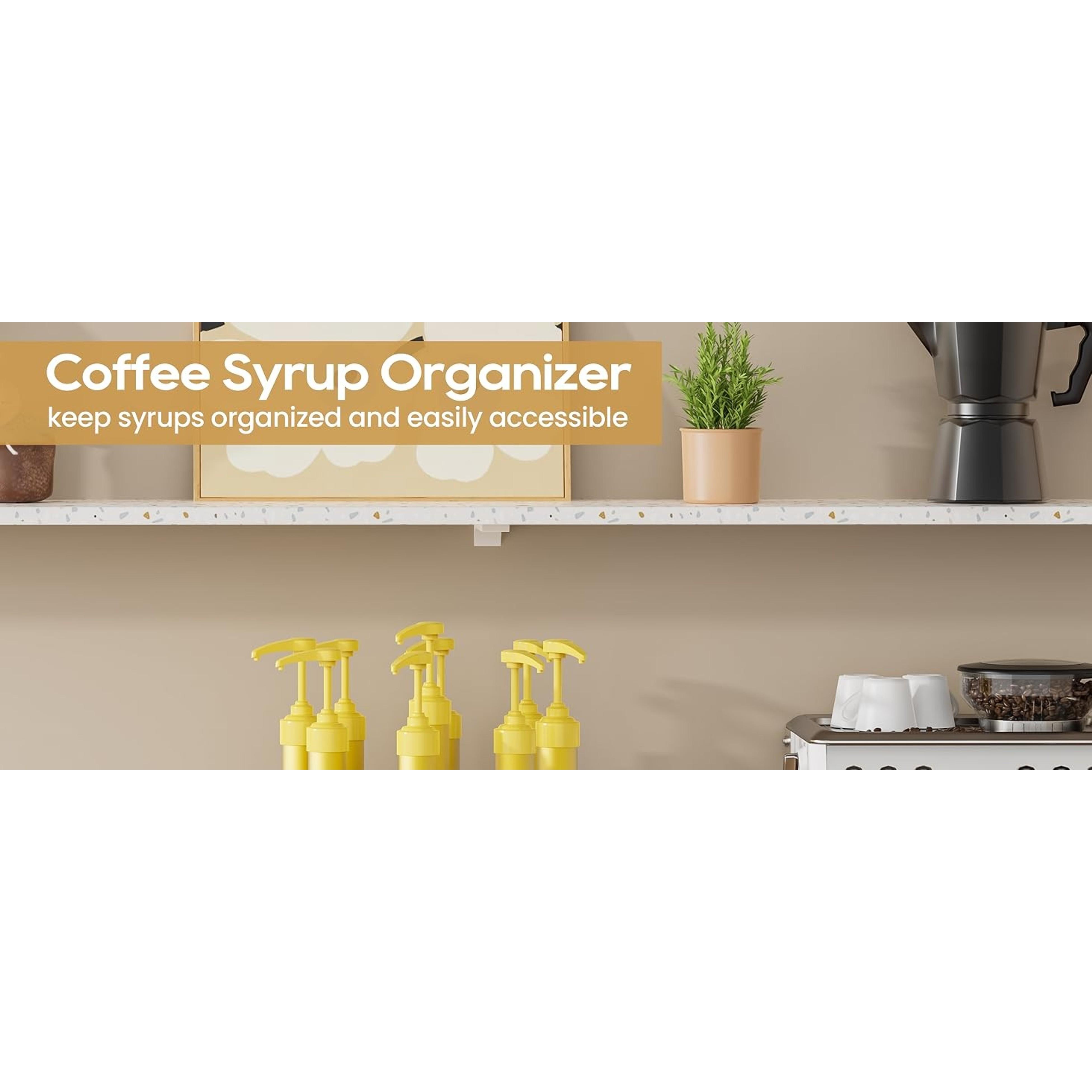 Rotating Coffee Syrup Organizer for Countertop, 9-Bottle Wooden Syrup Rack & Bottle Holder for Coffee Bar Station, Turntable Display Stand, Black