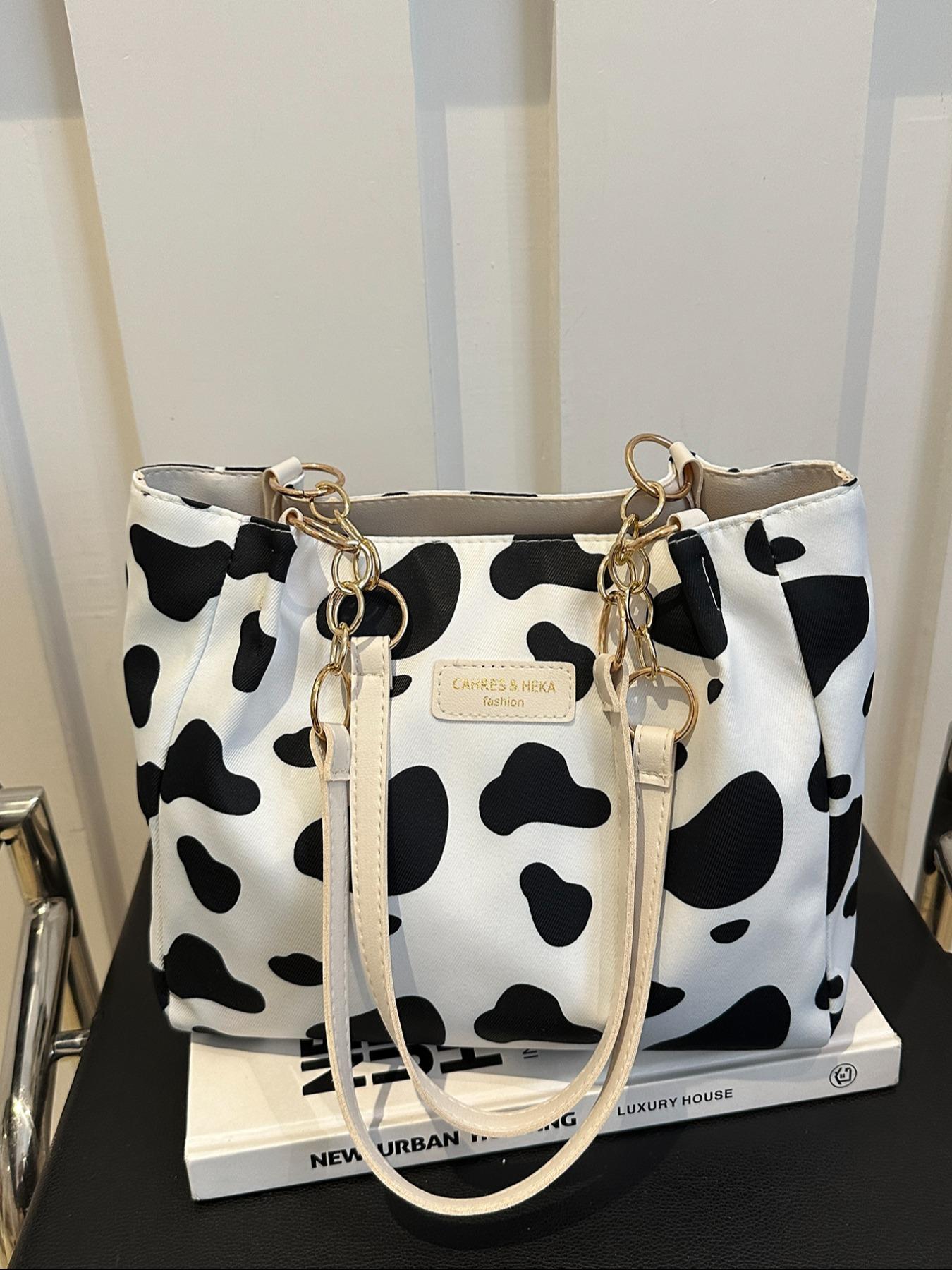 Women's Fashion Striped Handbag, Large Capacity Shoulder Bag with Metal Chain Strap, Waterproof Nylon Material, Ideal for Daily Use, Fashionable Patterned Bag