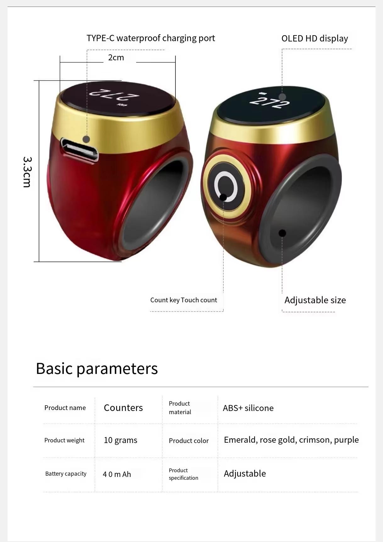 Smart Digital Prayer Ring, Silent Precise Counting, Adjustable Sizes, Waterproof, Portable Faith Tool for Worship, Meditation, Daily Use