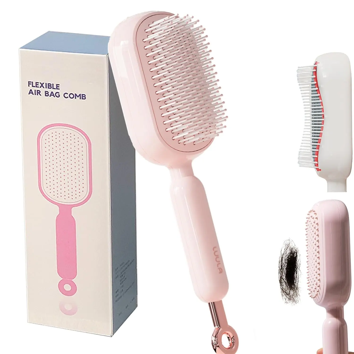 Unisex self-cleaning hair comb, retractable air cushion massage comb |   Anti-static hair-smoothing comb, suitable for thick curly hair, cleans with a single pull, easy to clean, scalp massager promotes healthy hair growth: Beauty and personal care