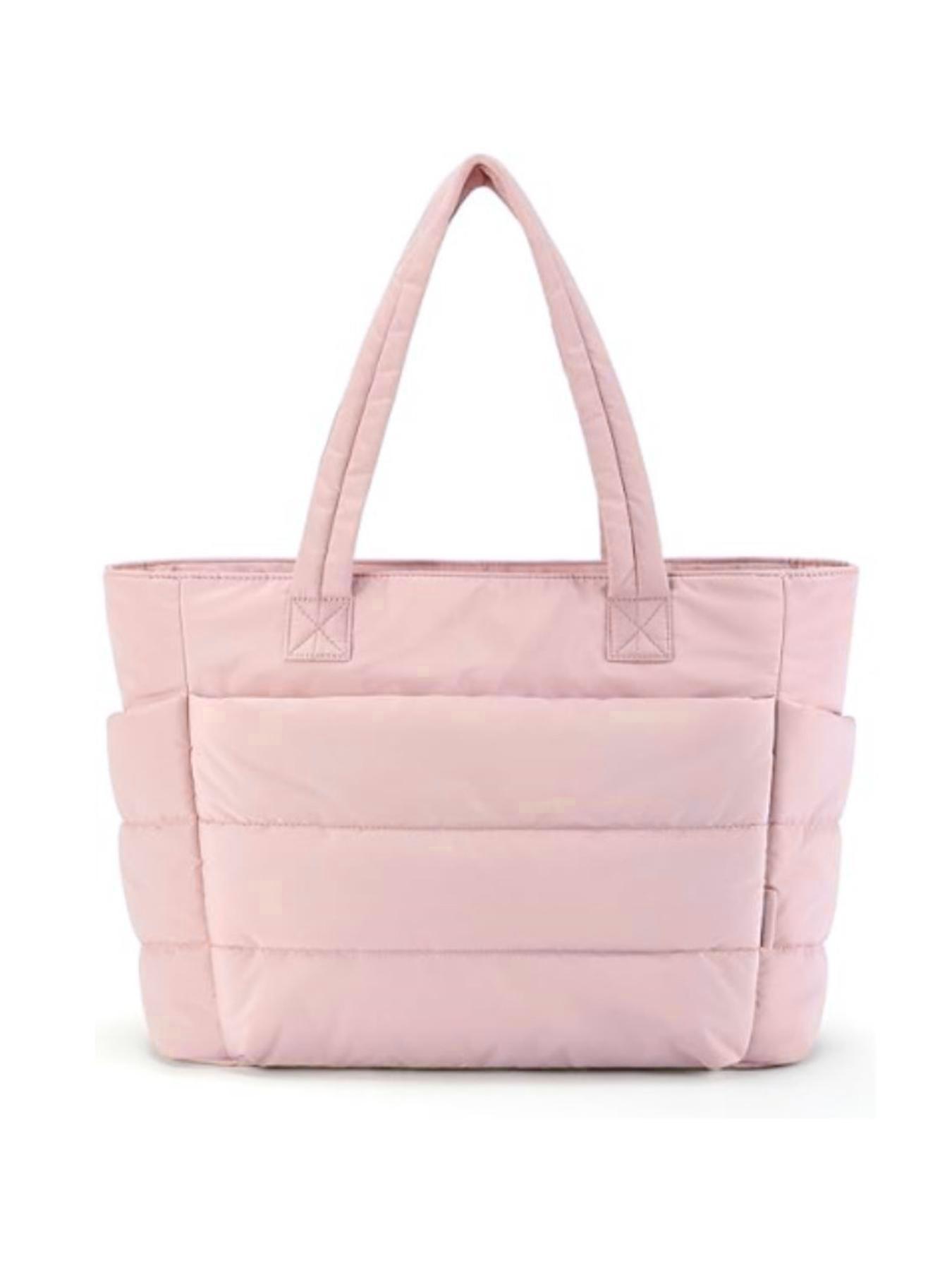 26 Valentine's Day Women's Solid Color Quilted Tote Bag, Lightweight Puffer Design Shoulder Bag for Travel & Work & Beach, Casual Trendy Versatile High-quality Daily Commuting Bag