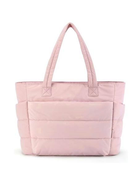 26 Valentine's Day Women's Solid Color Quilted Tote Bag, Lightweight Puffer Design Shoulder Bag for Travel & Work & Beach, Casual Trendy Versatile High-quality Daily Commuting Bag