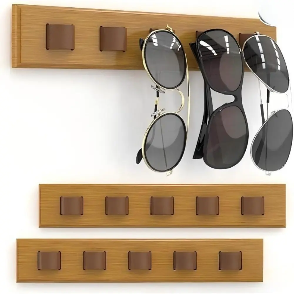 Wooden Wall-Hanging Eyeglass Organizer Hangers - Compact Sunglasses Rack & Glasses Display, Easy Installation, Space Saver, Fits Multiple Frames, Sports & Outdoor Accessory