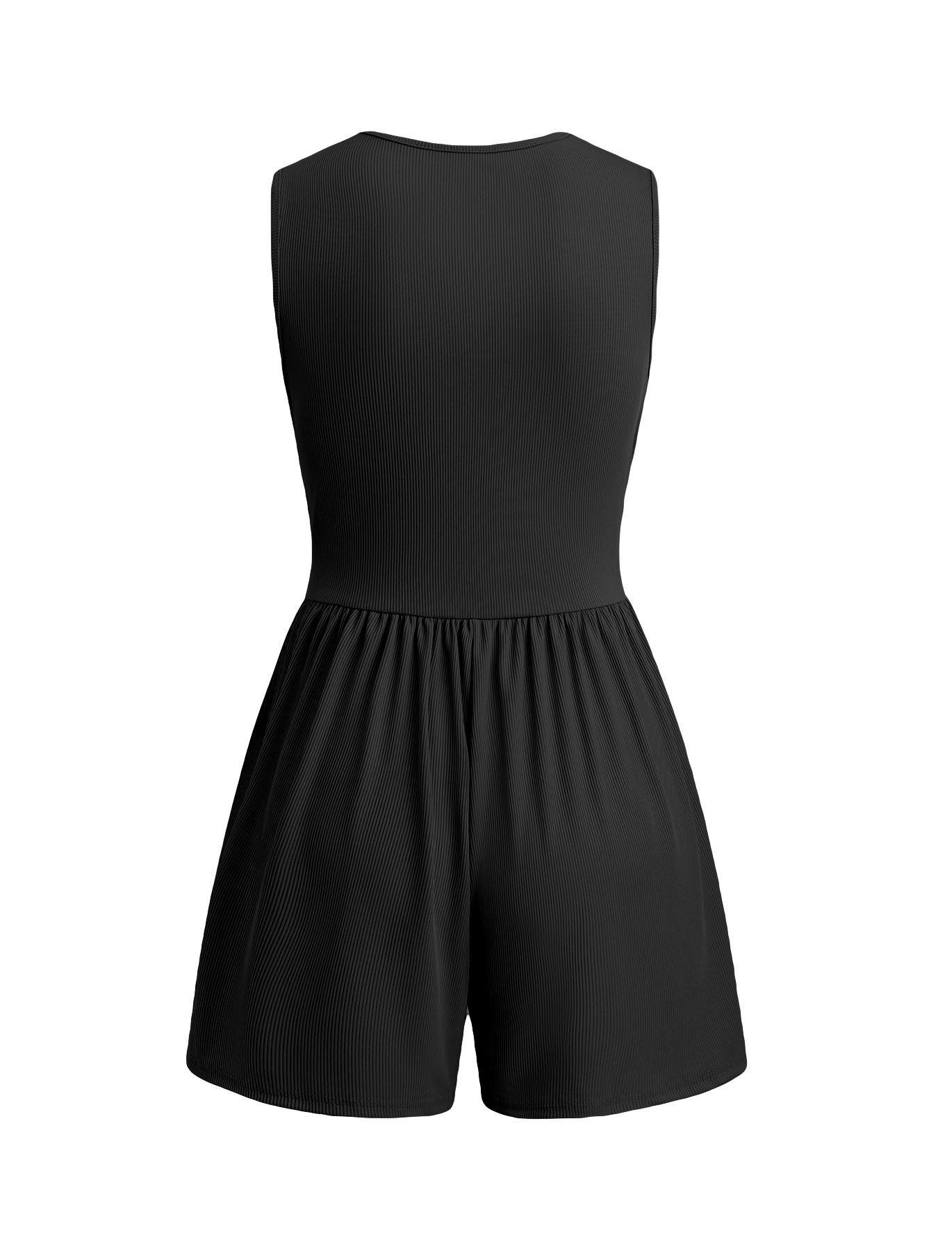 1 Piece Spring Summer V Neck Sleeveless Romper Women | Ribbed Ruched Waist Wide Leg Short Jumpsuit | Casual Chic Style Stretchy Comfy Outfit for Daily Vacation Beach Wear 1 Piece Spring Summer V Neck Sleeveless Romper Women | Ribbed Ruched Waist Wide Leg Short Jumpsuit | Casual Chic Style Stretchy Comfy Outfit for Daily Vacation Beach Wear