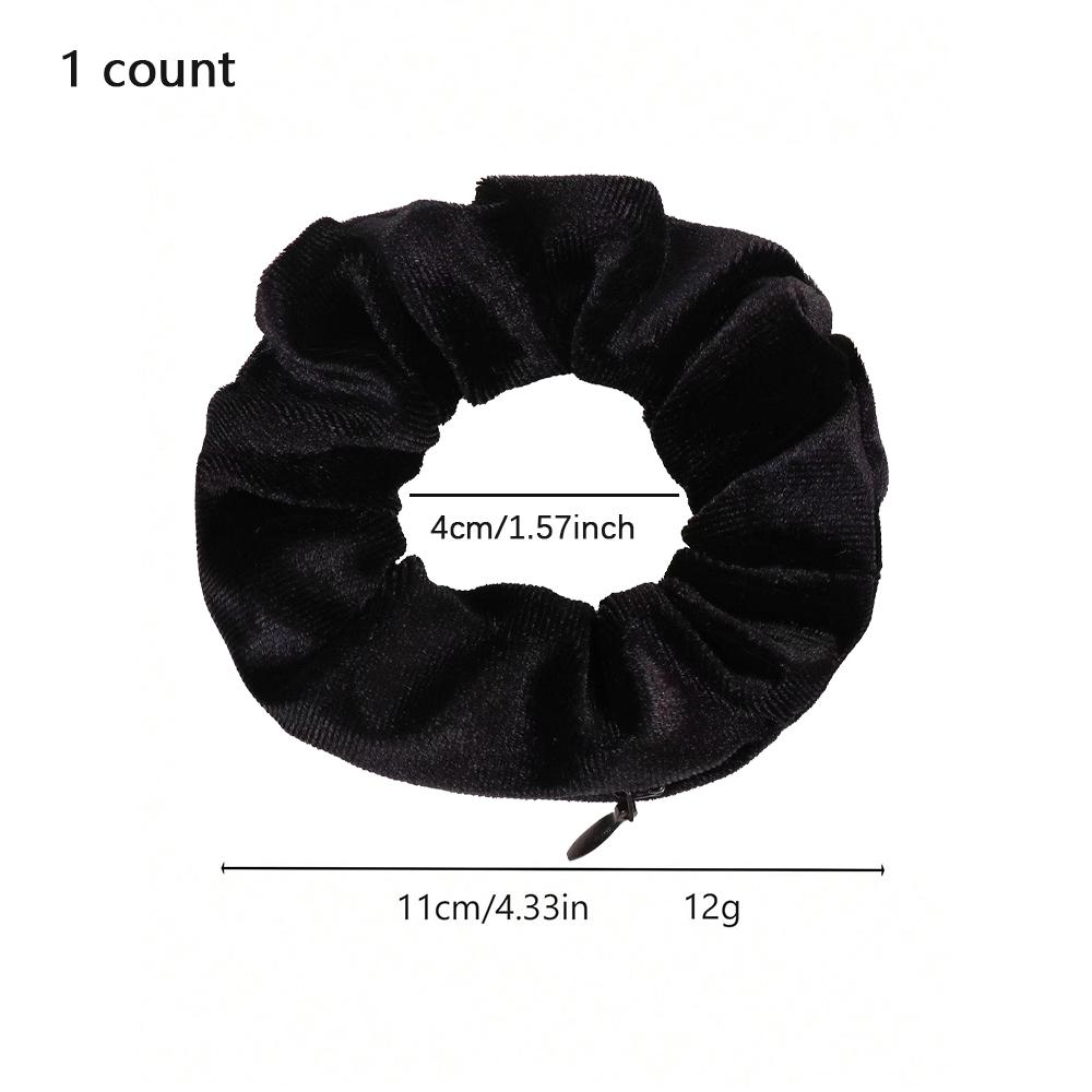 Velvet Hair Scrunchie with Hidden Pocket, Multi-Functional Storage Bag for Cash and Small Items, Travel Essential for College Girls