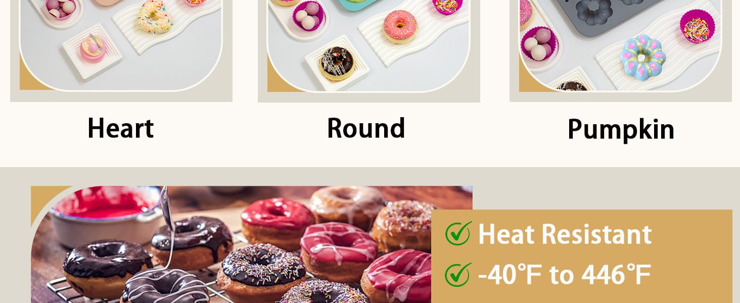 3 Pack Silicone Donut Pan for Baking, Non-Stick Doughnut Pan, 6 Cavity Heritage Bundtlette Cake Silicone Mold for Baking (Blue+Gray+Pink)