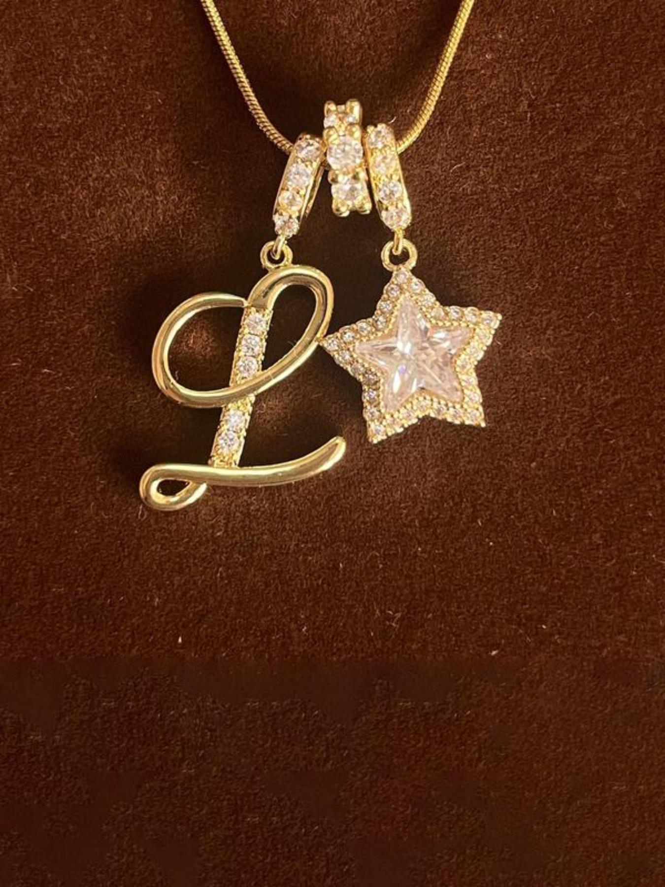 Elegant Sweet 26 Letter Zirconia Star Pendant Necklace, Necklace Initial, High End Necklace, Perfect Gift for Mom Or Girlfriend for Valentine's Day, Mother's Day & Birthdays, Personalized Jewelry Gift