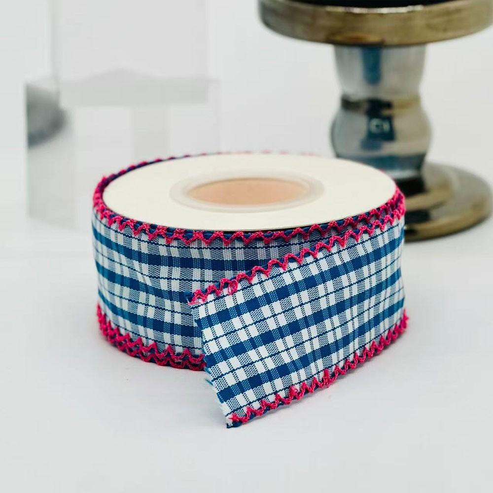 Multicolor Contrast Plaid Lace Ribbon, 5 Yards Floral Packaging, Handmade Hair Clips, Gift Wrapping Universal Fabric, 4.57 Meters