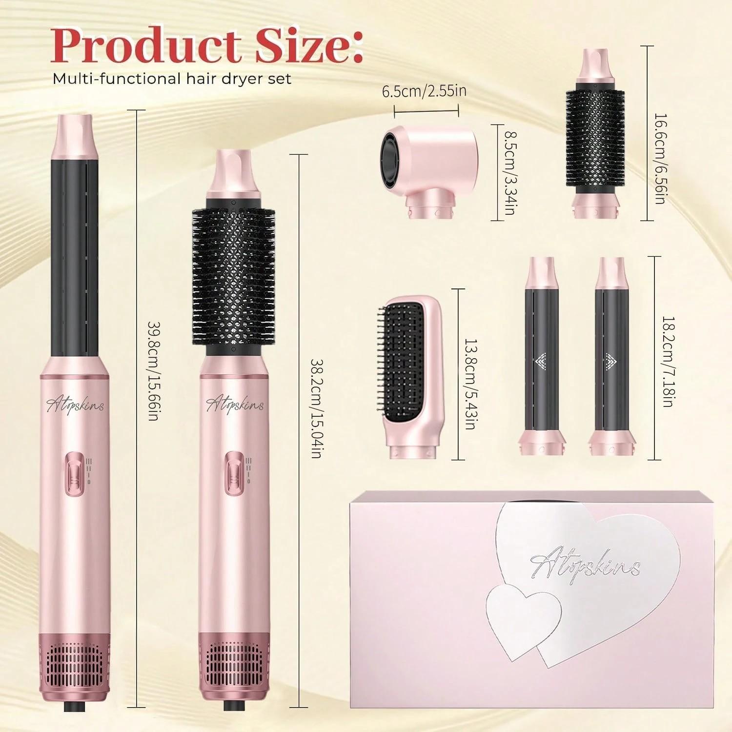5 in 1 Hair Styler Pro, Left&Right Magic Hair Curler, Heated Curler, 3 Wind Speed and Temperature, Multi-Styler 5 in One for Drying Curling Straightening,Hair Styling