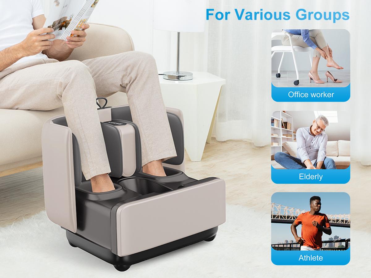 COMFIER 2 in 1 Foot Massager Machine & Ottoman Rest,Shiatsu Foot and Calf Massager with Heat,Kneading,Vibration,Massagers for Feet,Ankle,Leg