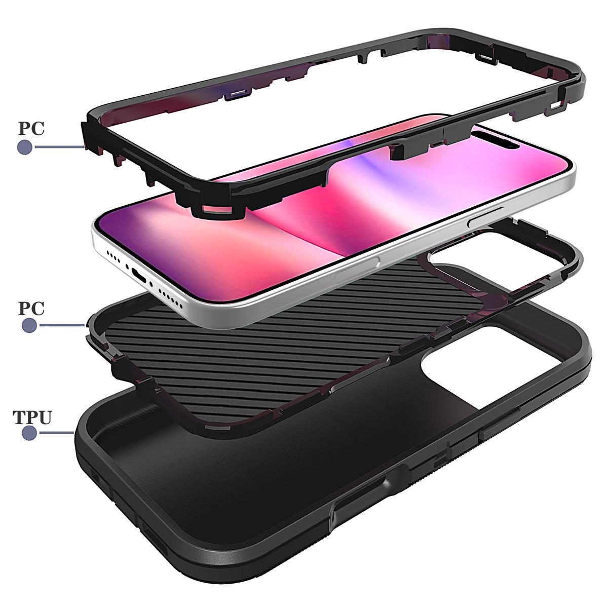 Essential phone case for outdoor workers, suitable for iPhone 16 Pro Max with back clip, iPhone 15 Plus protective case, 14 Max with rotating clip, 13 Pro waist-hanging phone case