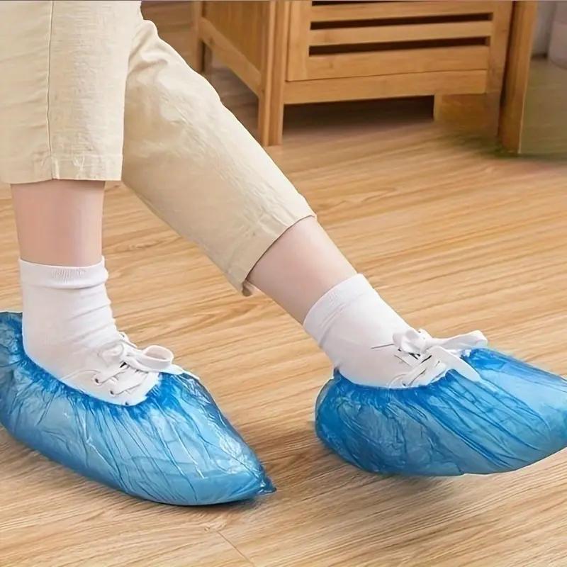 100pcs Multi-Purpose Disposable Shoe Covers, Waterproof Cover, Durable Plastic Shoe Protectors, Home Travel Work Use, Transparent Design, Floor Protection