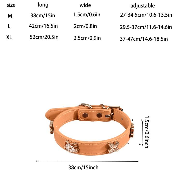Leather Pet Collar for Small Dogs and Cats, Pearl and Rhinestone Design, Stylish Dog Harness Accessory, Elegant Cat Necklace