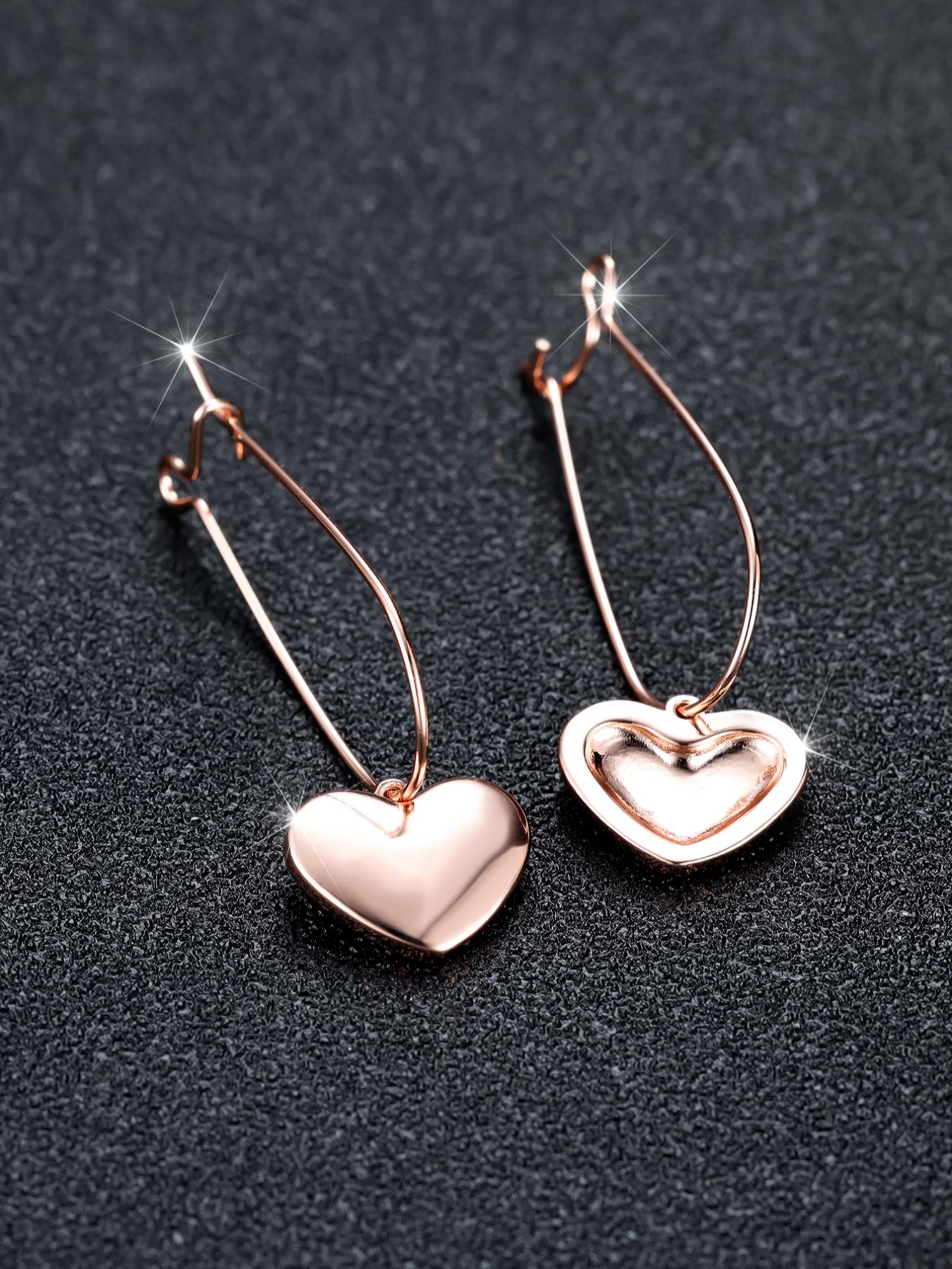 1 Pair Heart Shaped Dangle Earrings, Fashionable Casual Matching Earrings Jewelry for Daily Use, Classic Fashion Accessories for Party, Elegant Minimalist Earrings