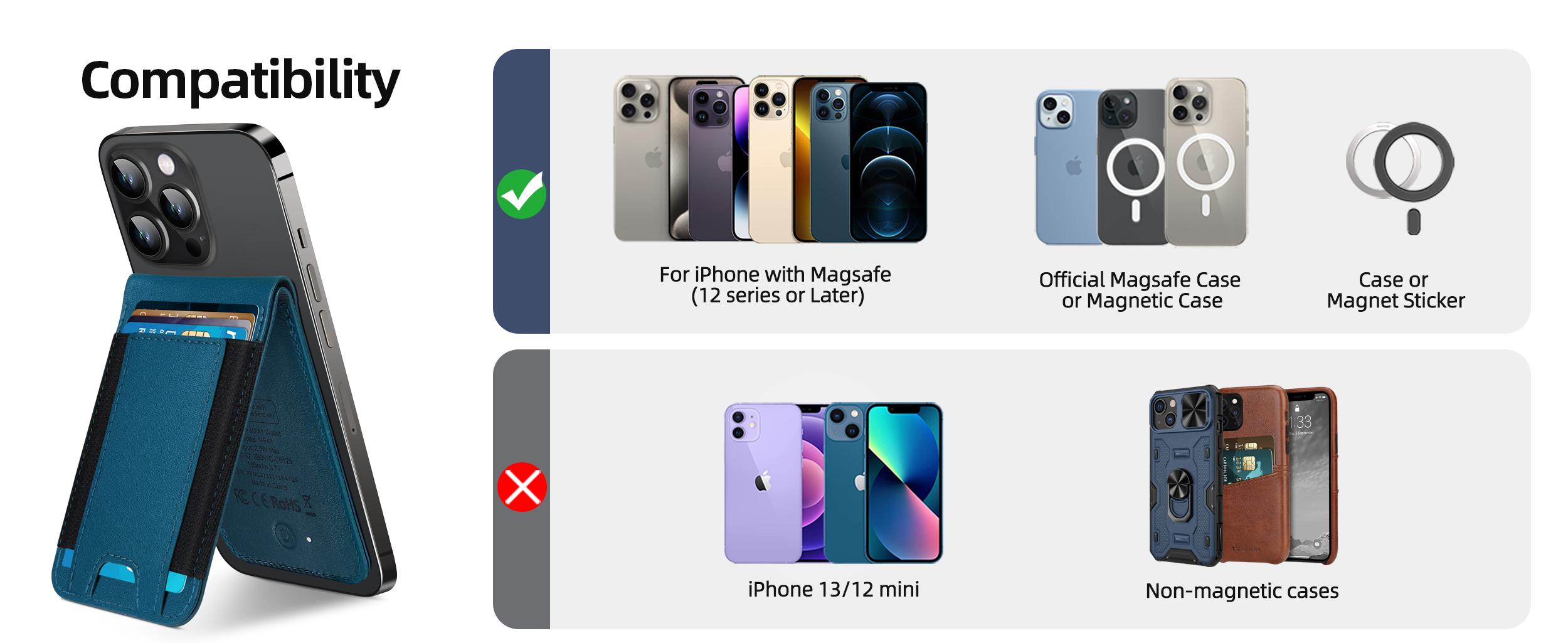 Magsafe Wallet, Works with Find My, Upgrade with Phone Wallet and Adjustable Stand, 3 Card Slots, Magnetic Wallet for Phone 16 15/14/13/12 promax plus Series, Fit 8 Cards, RFID Blocking, Blue Spring Magnetic Greenish