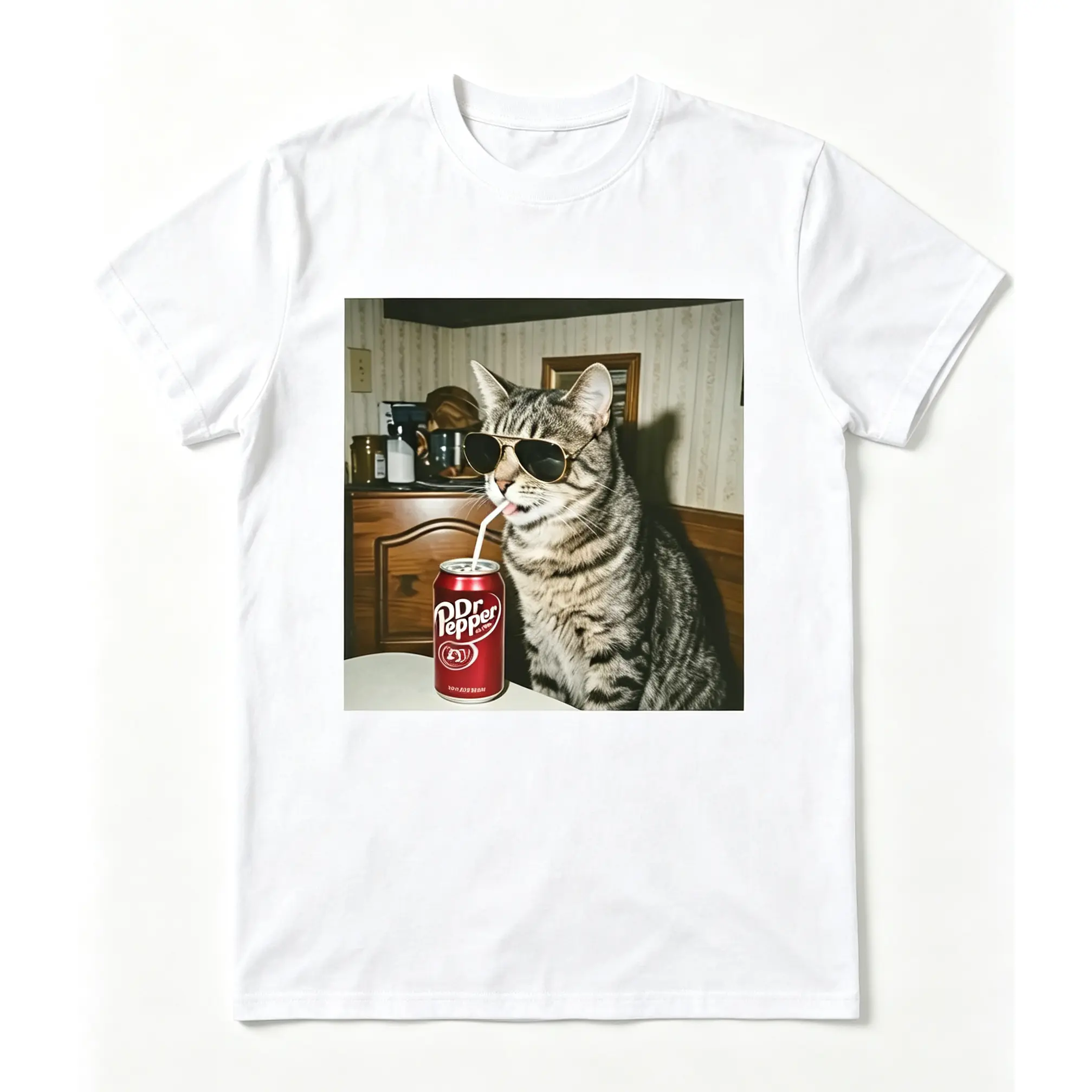 Vintage 90s Funny Edgy Cat Meme Tee, Domestic Shorthair Cat Breeds Drinking Soda Shirt, Unisex Fit Design, Casual Streetwear, Gift for Cat Lovers short sleeve unisex graphic t-shirt humorous shirt