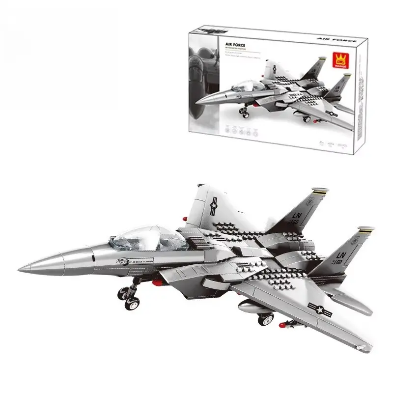 Eagle Fighter Aircraft Building Blocks Set, Buildable Blocks, DIY Military Warplane Assembly Model, Desktop Display Ornament, Best Birthday & Holiday Gift for Aviation Hobbyists