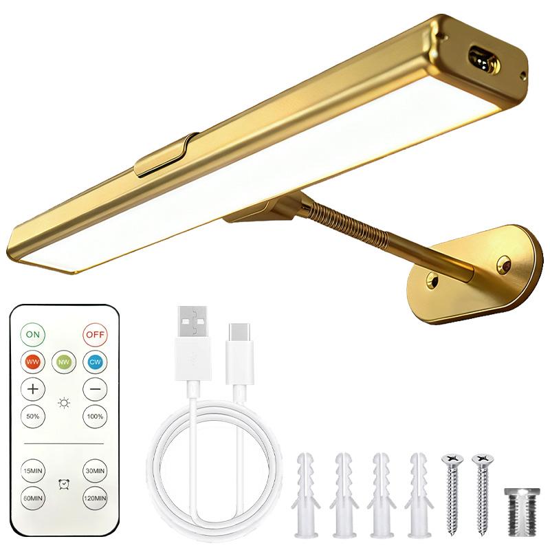 Adjustable Light Picture Lamp with Controller and Timer, USB Rechargeable Wall Lamp for Mural Art Gallery Painting Portrait Walls, Picture Lights