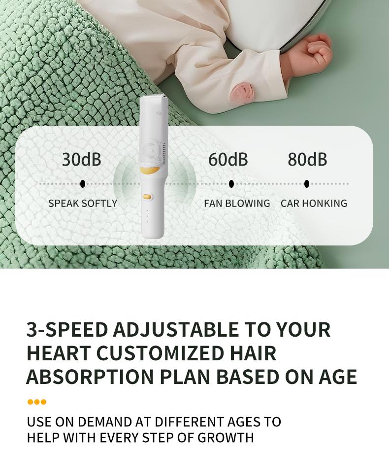 Baby Hair Clipper Trimmer for Newborns, Gentle Sounds to Reduce Fear, Easy to Use with 3 Adjustment Settings, Ideal for Trimming Baby Hair