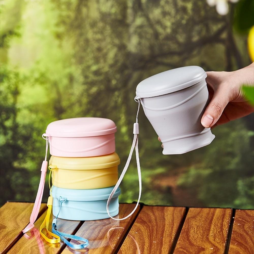 180 milliliters foldable water bottle, silicone foldable travel cup - Silicone foldable camping cup with lid - Easy to store, convenient to carry, suitable for travel and camping use