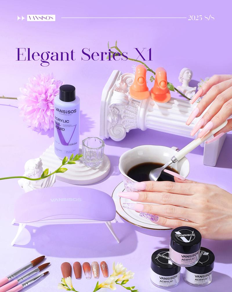 VANSISOS Acrylic Nail Kit ( with UV Lamp) Professional Acrylic Nail Charms for Beginners Acrylic Nail Set Full Acrylic Nail Supplies