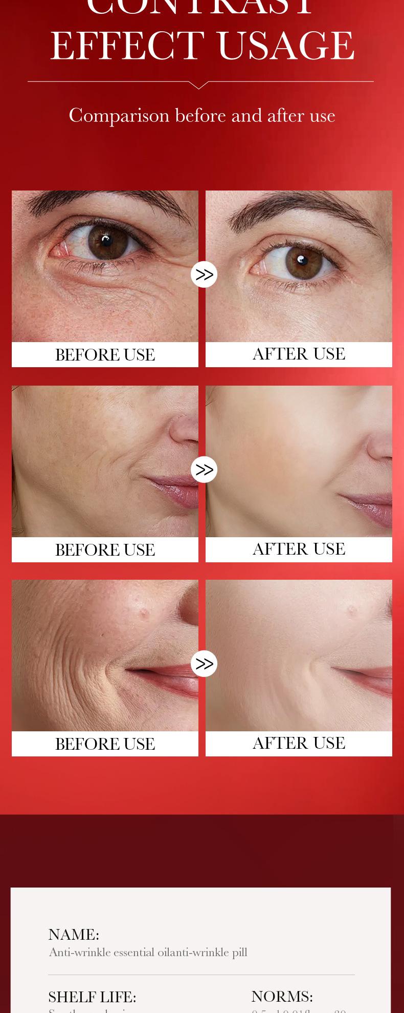 SADOER Anti-Wrinkle Pill,Benefits for Beautiful Skin,Beauty Tool,Firmness/Lifting/ Anti-wrinkle/Smoothing/Skin Beauty   Moisturizers Skincare