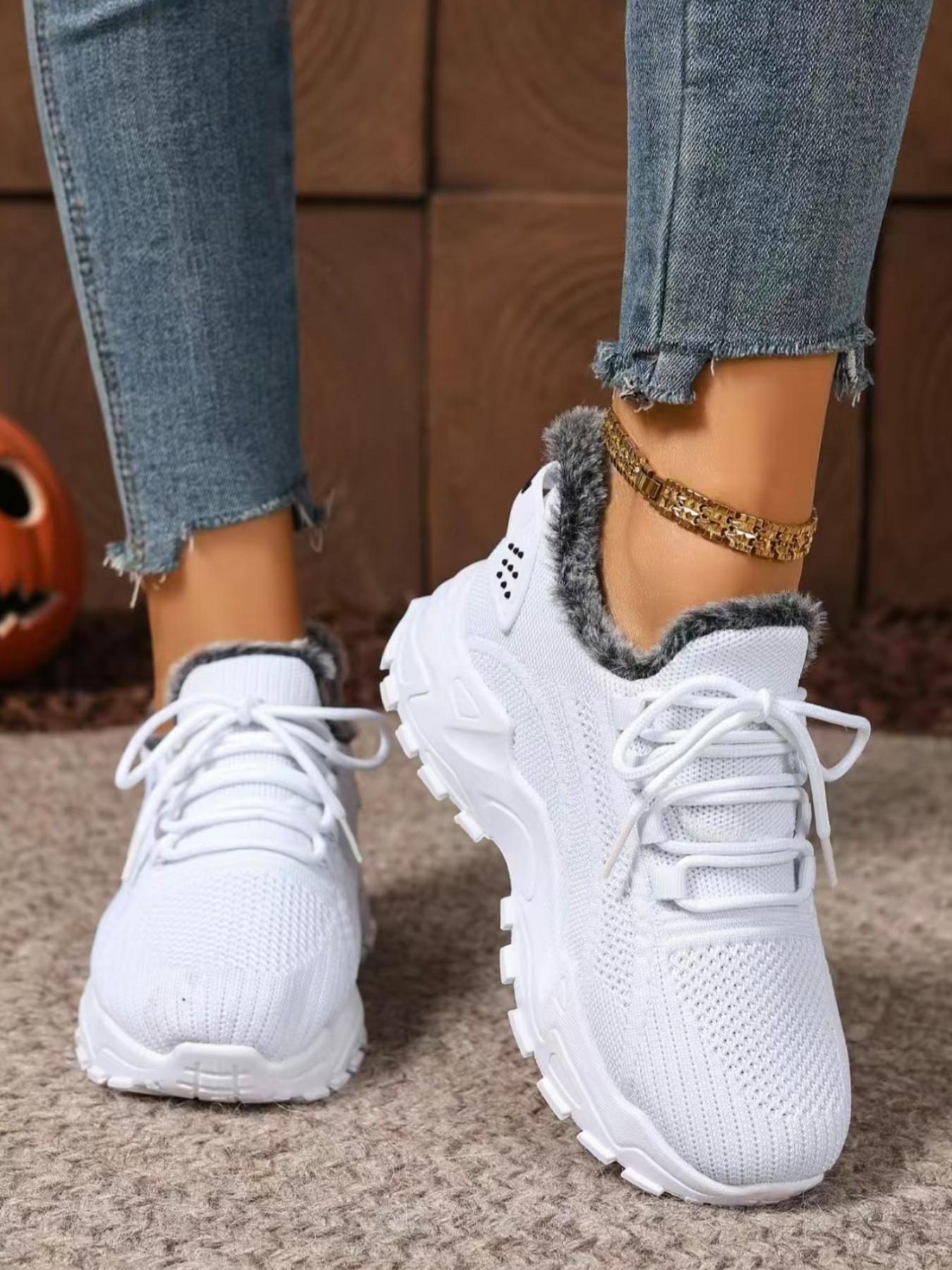 Women's Large Size Winter Warm Fleece Boots, Casual Snow Boot Lining, Comfortable Winter Shoes, Affordable Women's Insulated Boots Footwear