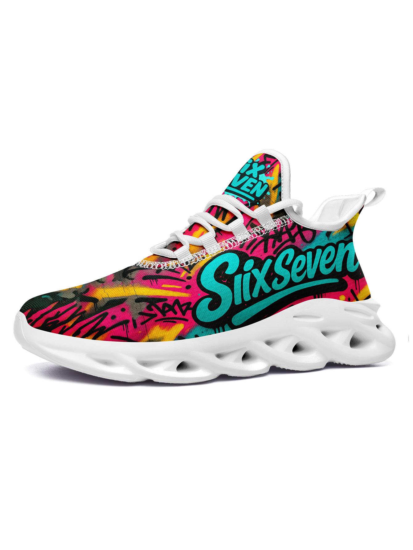 Stylish Women's SixSeven Breathable Athletic Shoes, Graphic Print Sneakers, Comfortable Lightweight Footwear, Fashionable Women's Sneakers for Gym Outings and Fitness-Inspired Wear