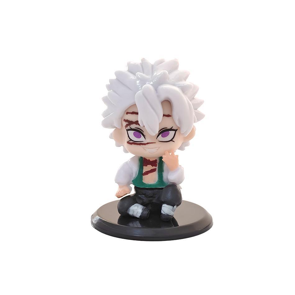5-15pcs Q Version Demon Slayer Sitting Ghost Doll Tanjiro Nidouzi Inosuke Zenizu  Toy  Figural PVC Model Gift