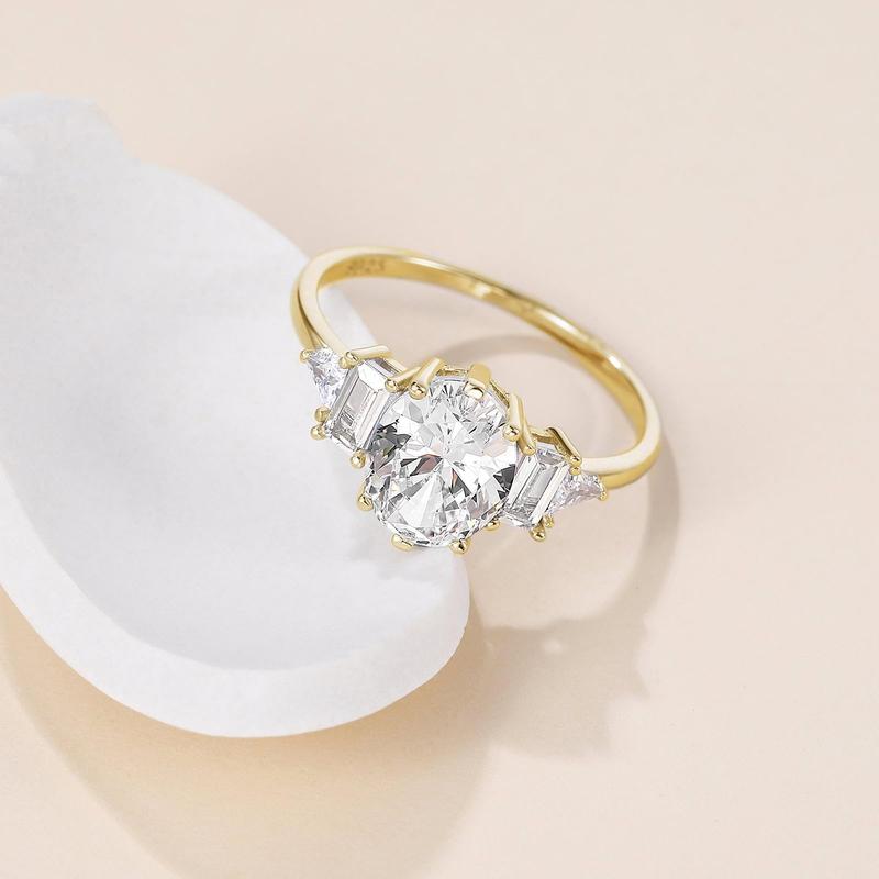 EAMTI 3CT 925 Sterling Silver Wedding Rings for Women Oval Cut Cubic Zirconia Engagement Promise Rings for Her