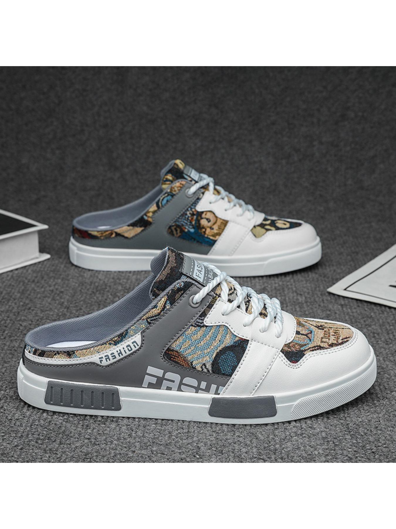 Summer Men's Half Slippers Fashion Large Size Non-Slip Breathable Casual Slippers, Stylish Comfortable Footwear for Daily Wear, Mesh Breathable Slides