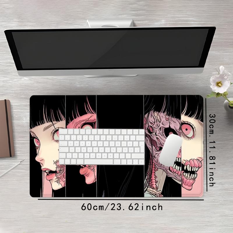 Anime Comic Face Pattern Mouse Pad, 1 Count Non-slip Large Keyboard Pad, Desk Mat for Home Office, Computer Accessories, Corporate Work Desk Accessories