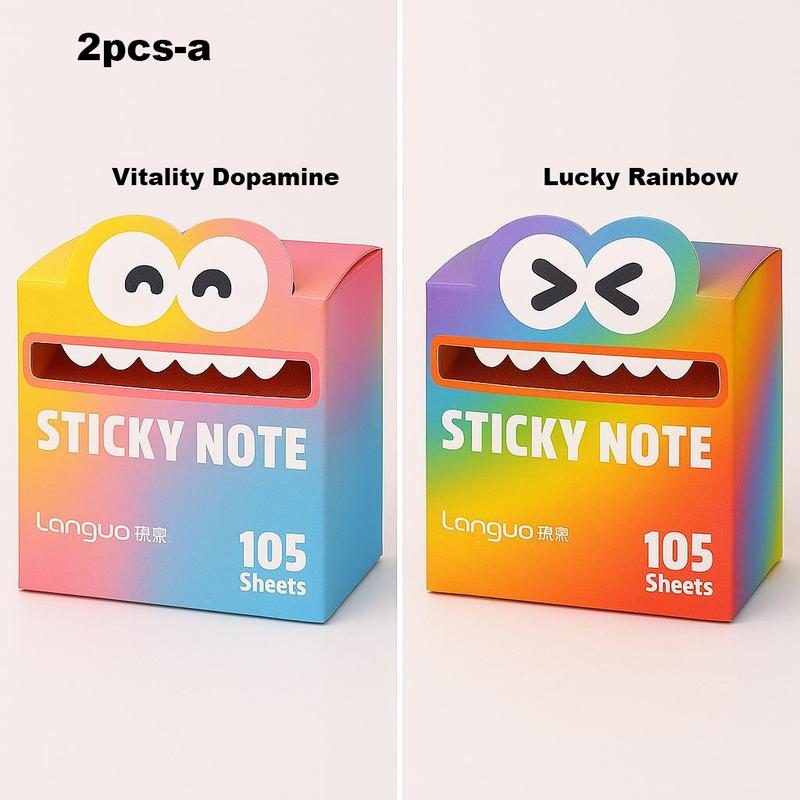 105 Sheets Pearlescent Waterproof Sticky Notes | Cute Monster Design, Self-Adhesive Pull-Out Notes for School, Office & Bullet Journals, Colorful & Fun Stationery, Office Supplies, Stickers