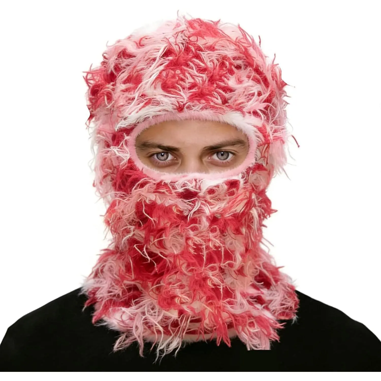 New Distressed Ski Mask Balaclava, Yeat Shiesty Knitted Full-Face Mask | Breathable fluffy knitted balaclava with distressed worn look for outdoor winter sports