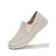 Men's Solid Color Mesh Breathable Slip-On Loafers, Soft Sole Anti-Slip Hand-Stitched Walking Shoes, Lightweight Casual Dad Shoes