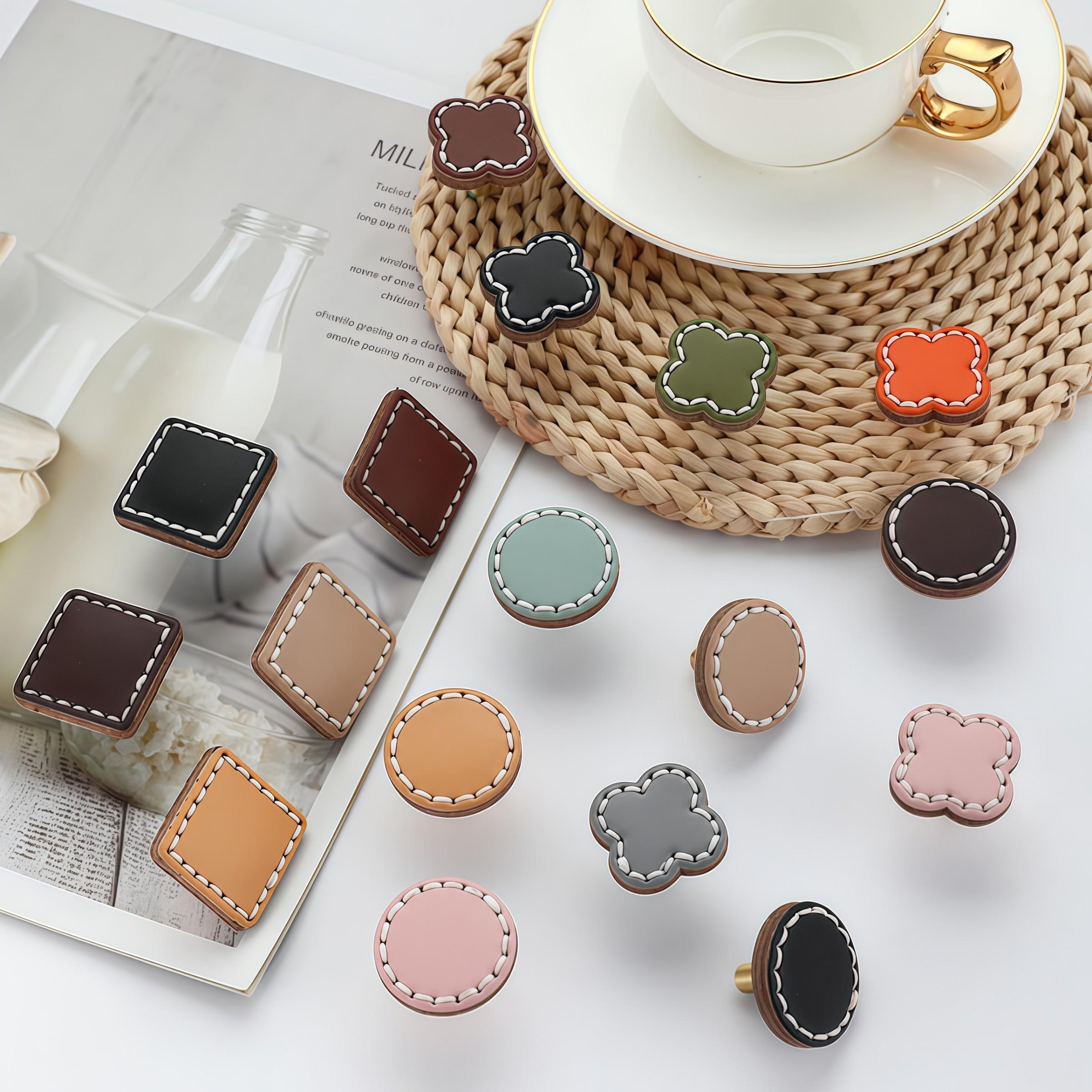 Leather Cabinet Handles Drawer Knobs, Furniture Kitchen Handles, Brass Cortex Pulls Knob, 1 Pack, No Ca Prop 65 Re