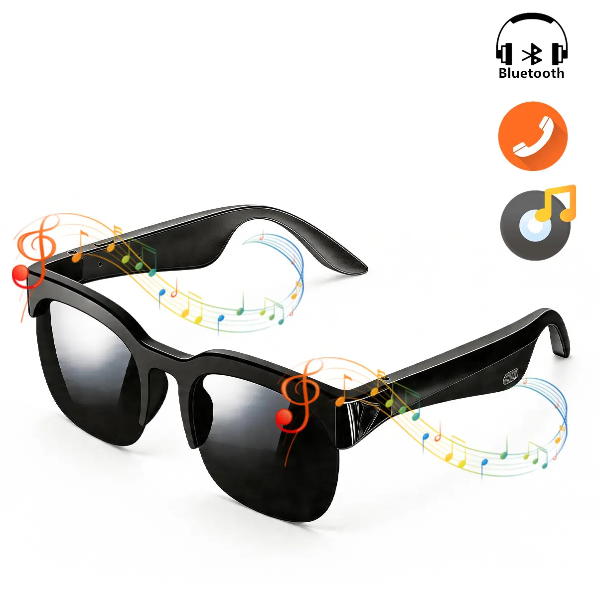 Smart Audio Bluetooth Glasses | Riding Sunglasses with Music & Call | Open-Ear Speakers for Bikers & Outdoor Sport | Impact Resistant Anti-Blue Light Glasses for Driving & Office | Ideal Tech Gift for Men & Women, Birthday Gifts & Holiday