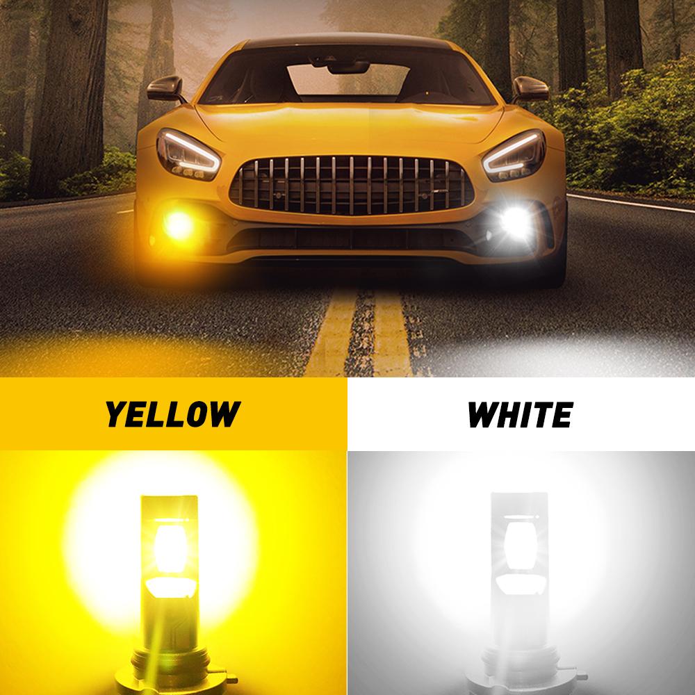 AUXITO H11/H9/H8/9145/H10/9140/9045/9005 HB3/9006 HB4 LED Fog Light Bulb Fanless, 40W 6000LM High Brightness LED Headlight , 6500K Cool White,3000K Amber Yellow,CSP LED Chips Fog Lamps Replacement for Cars, Play and Plug (Pack of 2)