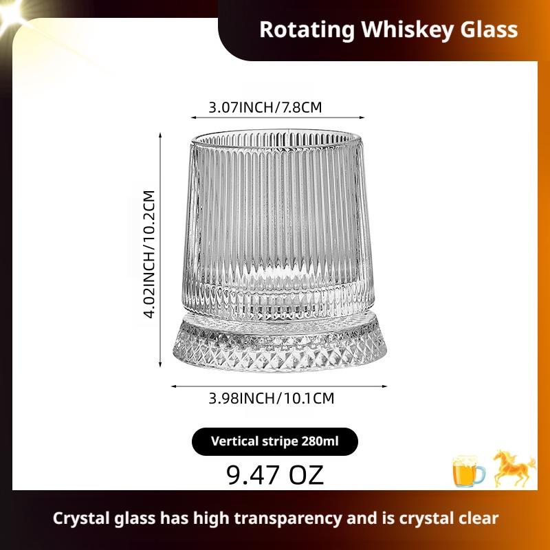 360° Rotating Whiskey Glass, Spinning Crystal Whiskey Tumbler, Luxury Drinking Glass, Elegant Barware, Perfect for Parties and Gifts