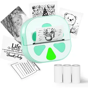 Mini Sticker Printer, Portable Bluetooth Inkless Thermal Sticker Maker Machine with 3 Rolls Paper, Pocket Print Pods Label Maker for iphone, Impresora Portátil for Study Note, DIY, Kids Gift