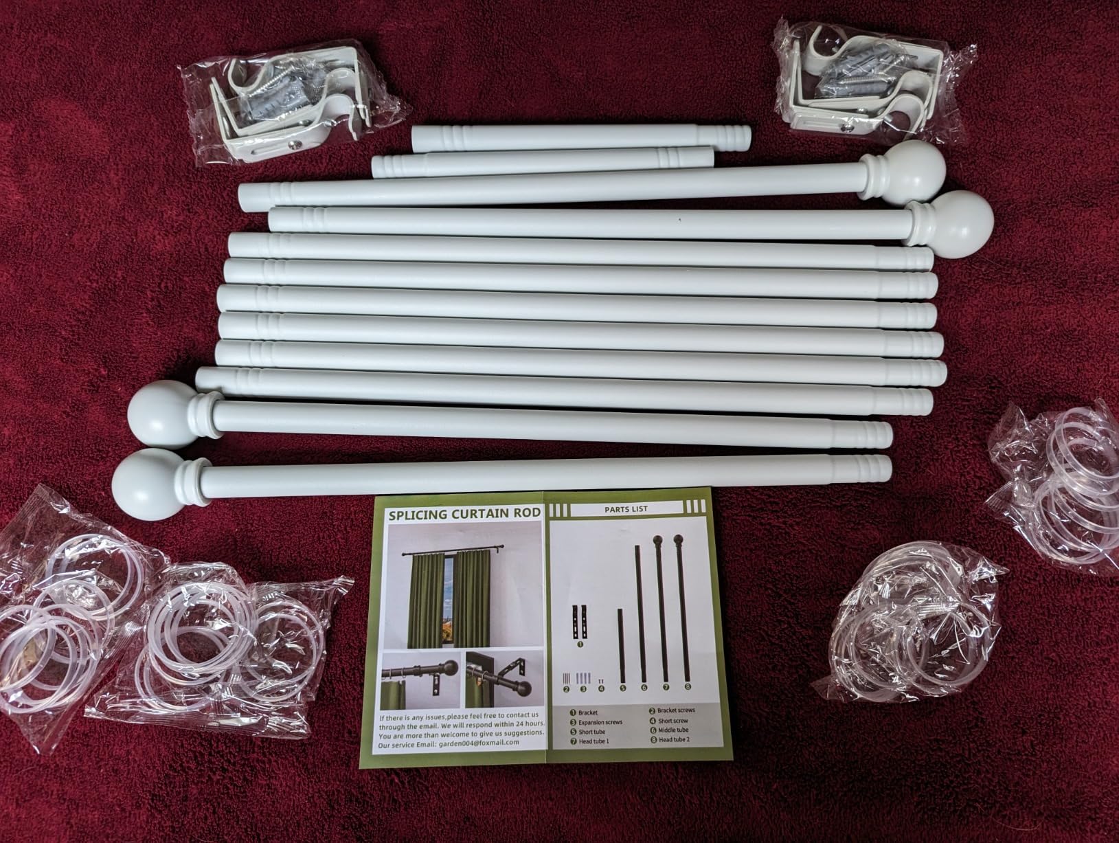 Adjustable Curtain Rod with Brackets Curtain Rod Set.Basic Curtain Rod,Minimalist.Suitable Blackout for Windows,Bedrooms,Kitchens, Without curtains