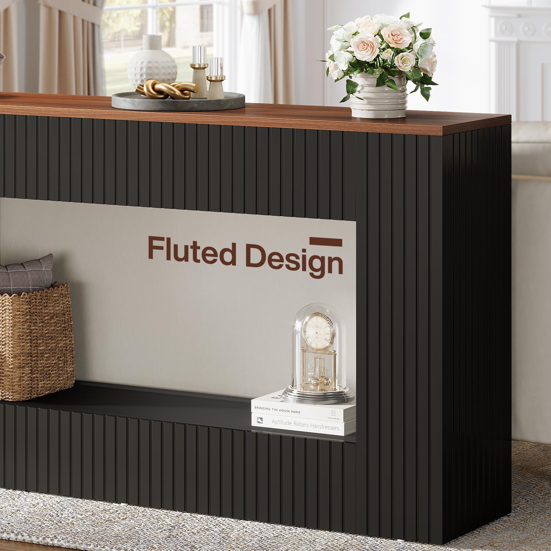 LITTLE TREE Modern Console Table, 55-Inch Wood Entryway Table with Storage, Narrow Long Sofa Table Behind Couch Table for Living Room, Foyer, Hallway