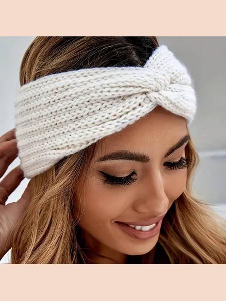Women's Warm Knit Headband Set, Knotted Headband, Triple Knot Design, Classic Colors, Perfect for Autumn Winter Outdoor Daily Wear