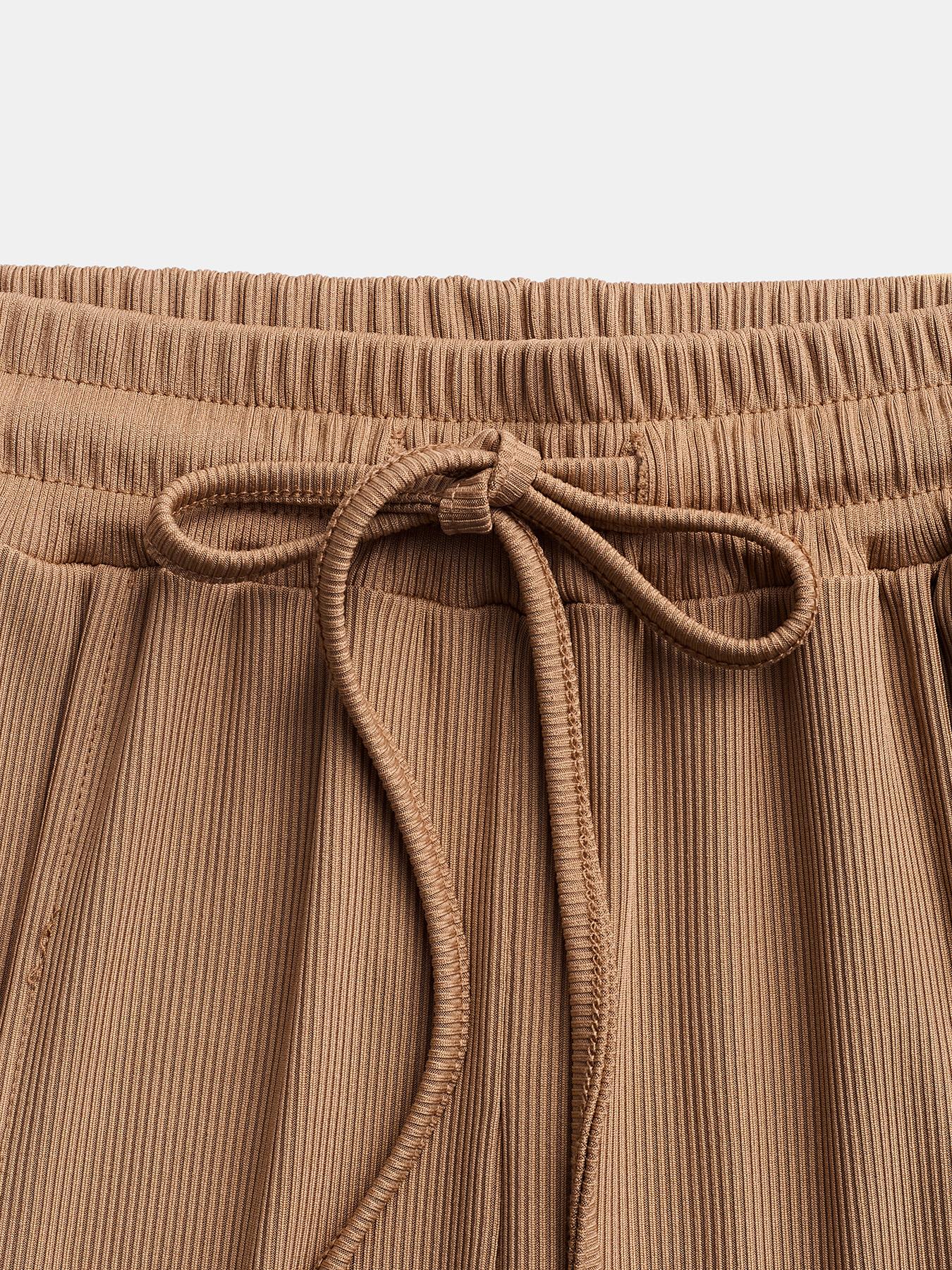 Womens Summer Outfits 2 Piece Sets Casual Clothes Ribbed Knit Crop Tube Top Wide Leg Pants Spring Matching Lounge Set